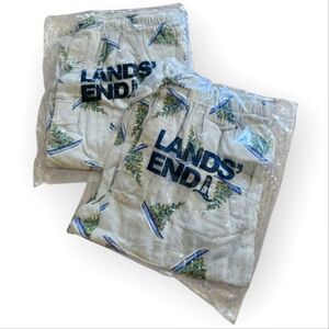 Lands' End Gray Heathered Christmas Tree Pajama Pants Unisex Set Of 2